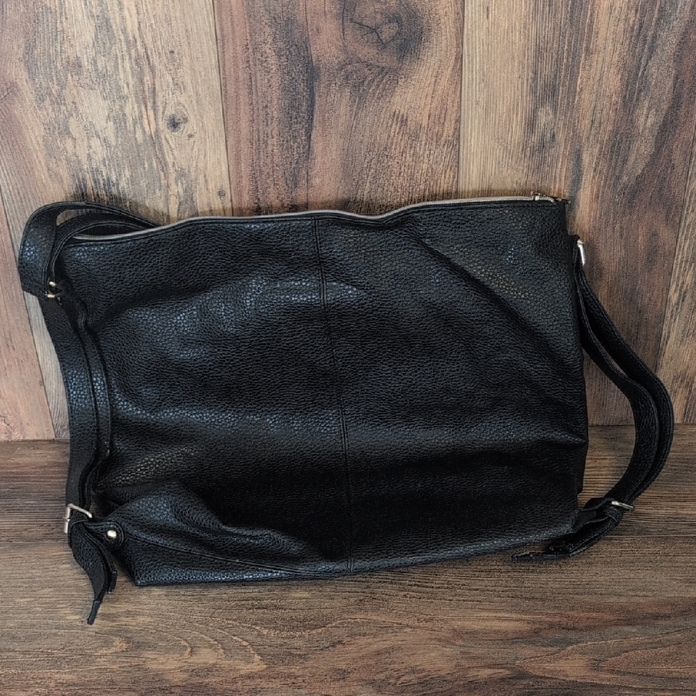 Fresh + Floral 2-n-1 Backpack Tote Black Textured Large Bag NWT - Picture 3 of 7